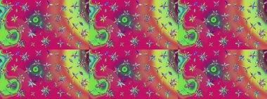 Çiçek desenli eskiz, darbeler, sıçramalar, yaz çiçekleri. Yeşil renkli çiçekler. Raster illüstrasyonu.