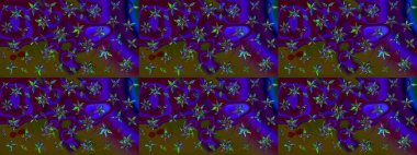 Düz Çiçek Elementleri Tasarım Raster illüstrasyonu. Kahverengi renkli çiçekler. Renkli Bahar Teması eskiz kalıbı. Çiçek eskiz kalıbı geçmişi.