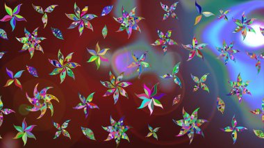 Küçük çiçekte hoş bir çiçek deseni var. Çiçeksel elementlerle süslenmiş zarif raster dokusu. Parlak çiçekli kahverengi renkler üzerine soyut çizim deseni.