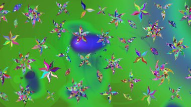 Yeşil renkli çiçekler. Doodle tarzı. Tekstil ve kapak tasarımı için mükemmel. Elle çizilmiş sonbahar çiçeği deseni. Renkli yeşil çizim deseni.