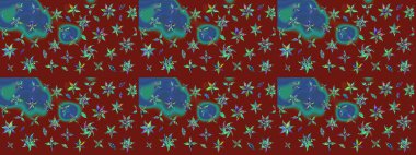 Raster düz çiçek çizim deseni. Kırmızı renkte çiçekler. Tasarım hediye paketi, tebrik kartları, posterler ve afiş tasarımı.