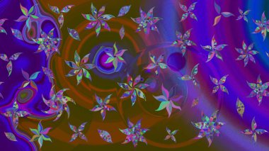 Nazik, sevimli çiçek arkaplanı. Çiçekli karalama şeklinde Raster çiçek deseni. Mor renkte çiçekler.