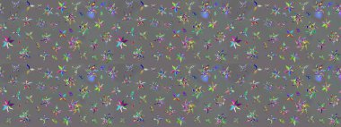 Çiçekli karalama şeklinde Raster çiçek deseni. Gri renkli çiçekler. Yumuşak, bahar çiçekli arka plan.