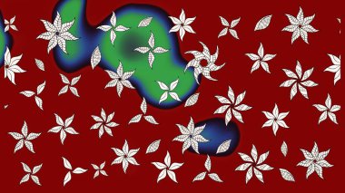 Raster illüstrasyonundaki çiçek desenli çizim. Kırmızı renkte çiçekler.