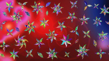 Kırmızı renklerde. Raster illüstrasyonu. Taslak dekoratif arka plan, çiçek mandala. Çiçek..