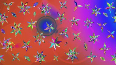 Pembe renkli çiçekler. Renkli Yaz Temalı eskiz kalıbı. Düz Çiçek Elementleri Tasarımı. Raster illüstrasyonunda çiçek deseni çizimi.