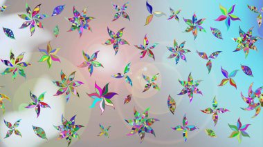 Çiçek deseni. Raster illüstrasyonu. Chichi 'nin kumaş kalıbını çiz. Düz Çiçek Elementleri Tasarımı. Renkli Bahar Teması çizim şablonu.