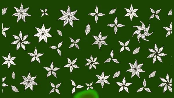 Yeşil renklerde. Çiçek buketleriyle klasik bir eskiz şekli. Raster illüstrasyonu.