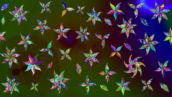 Çizim çiçek deseni duvar kâğıdı olarak kullanılabilir. Raster illüstrasyonu. Yeşil renkte çiçekler.