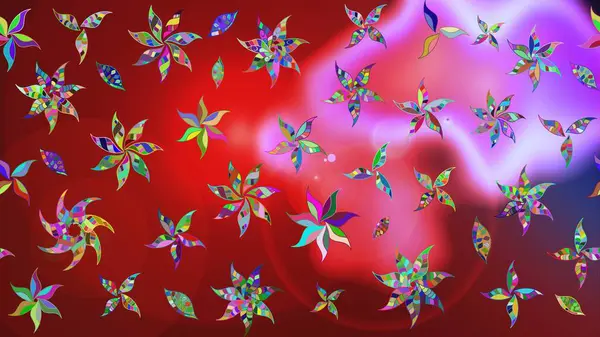 Kırmızı renkte çiçekler. Düz Çiçek Elementleri Tasarımı. Renkli Yaz Temalı eskiz kalıbı. Sevimli çiçek raster deseni.