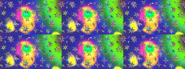 Düz Çiçek Elementleri Tasarımı. Renkli Bahar Teması eskiz kalıbı. Sevimli çiçek raster deseni. Mavi renkte çiçekler.