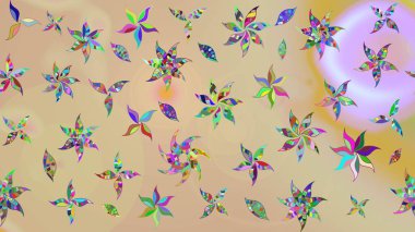 Bej renkte, yaz çiçekleri. Raster illüstrasyonu. Raster çiçek desenli ve çiçekli..