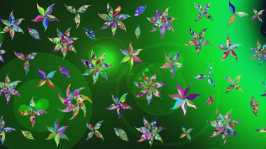 Raster illüstrasyonu. Çizim çiçek deseni duvar kâğıdı olarak kullanılabilir. Yeşil renkte çiçekler.