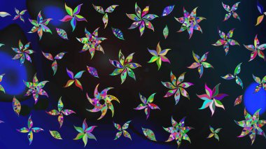 Düz Çiçek Elementleri Tasarımı. Çiçek deseni. Raster güzel kumaş deseni çiziyor. Renkli Bahar Teması çizim şablonu.