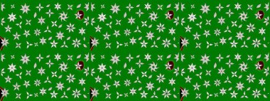 Raster illüstrasyonundaki çiçek desenli çizim. Yeşil renkte çiçekler.