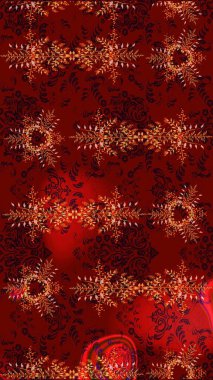 Kırmızı, kahverengi ve siyah kar taneli Noel kartı kırmızı, kahverengi ve siyah renkler. Kar taneleri arka planda. Kış kartı Mutlu Noeller, yeni yıl ve mutlu bayramlar..