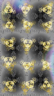 Kar taneleri tasarımı. Son moda kar taneleri ve elementler onun kartlarını gösteriyor. Modern tasarım posteri, kapak tasarımı, gri, nötr ve sarı renkli kart tasarımı. Retro biçim dokusu, şablon kış elementleri.