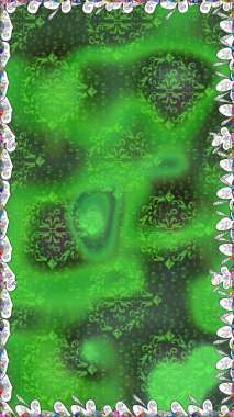 Raster illüstrasyonunda kusursuz çiçek deseni. Yeşil renkte çiçekler.