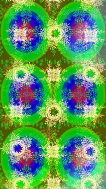 Raster illüstrasyonu. Noel stili. Tarafsız, yeşil ve mavi renklerde kar taneleri.