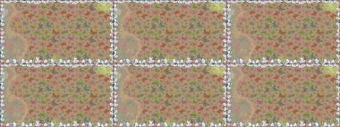 Raster illüstrasyonu. Parmak izi dokuları için sevimli kelebek deseni. Giysi tasarımı için dekor arka planı. Bej ve nötr kelebek deseni.