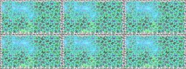 Raster illüstrasyonu. Mavi ve yeşil renklerdeki soyut sevimli kelebek. Basit bir şekilde. Kusursuz desen arkaplanı.