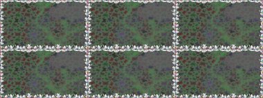 Elle çizilmiş kelebeklerle. Renkli romantik kelebekler kusursuz desenli arka plan. Yeşil ve gri renklerin soyut arkaplanı. Dekoratif Raster illüstrasyonu.