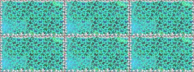 Raster illüstrasyonu. Kumaş, kağıt, ambalaj kâğıdı ve duvar kağıdı tasarımı için harika bir arka plan. Egzotik hayvanlar. Kusursuz. Mavi ve yeşil kelebekler.