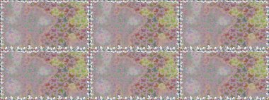 Tarafsız gri arka planda geleneksel halk çiçekleri dekoru giyim tasarımı için. Kart, baskı ve davetiye için basit şirin bir desen. Nakış trendi. Egzotik kelebeklerle süslenmiş çiçeksiz desen..