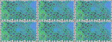 Raster illüstrasyonu. Davetiye, kart ve parmak izi için basit kadınsı bir model. Mavi ve yeşil arka planda kelebek. Kusursuz..