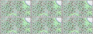 Kağıt, kumaş ve ambalaj için uygun. Raster. Tarafsız ve yeşil arkaplanda kelebekler. Kusursuz desen.