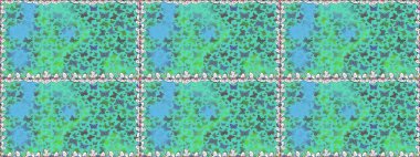 Raster. Kelebekli Raster. Kıyafetler, erkekler, kızlar ve duvar kağıtları için soyut, pürüzsüz desen. Yeşil ve mavi renkli illüstrasyon.