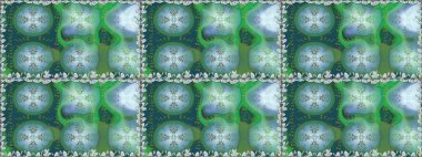 Soyut etnik raster kusursuz desen. Kabile sanatı boho baskısı, klasik çiçek arkaplanı. Arkaplan dokusu, duvar kağıdı, yeşil renkli çiçek teması.