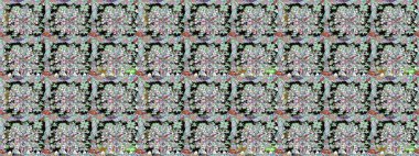 Raster illüstrasyonu. Tarafsız renklerde. Çiçek buketleriyle klasik tarzda kusursuz desen.