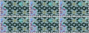 Şirin çiçekleri ve mavi ve nötr renklerde yaprakları olan kusursuz desenler, suluboya çiçek desenleri, duvar kağıdı, kart ya da kumaş için fayanslı. Raster illüstrasyonu.