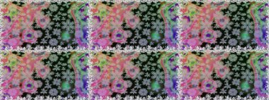 Süslü kumaş deseni. Renkli Bahar Temalı Kusursuz Arkaplan. Düz Çiçek Elementleri Tasarımı. Raster illüstrasyonunda kusursuz çiçek deseni.