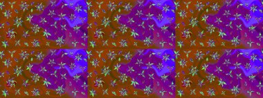 Raster illüstrasyonu. 3D çiçekler, eskiz. Kahverengi renklerde.