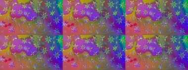 Çiçek izi. Suluboya çizim kalıbı. Suluboya tarzında mor renkte çiçekler.