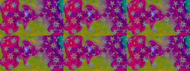 Raster illüstrasyonundaki çiçek desenli çizim. Mor renkte çiçekler.