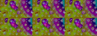 Yeşil renkte çiçek çizimi. Raster illüstrasyonu. Yeşil renkli çiçekler. Çiçek deseni. Şatafatlı bahar bahçesi dokusu.