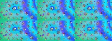 Renkli Bahar Teması eskiz kalıbı. Düz Çiçek Elementleri Tasarımı. Güzel kumaş deseni. Raster illüstrasyonunda çiçek deseni çizimi.