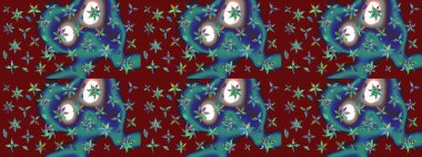 Çiçek. Taslak dekoratif arka plan, çiçek mandala. Raster illüstrasyonu. Kırmızı renklerde.