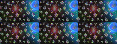 Gri renkli Asya tekstili. Suluboya çiçekli çiçek deseni. Raster illüstrasyonu.