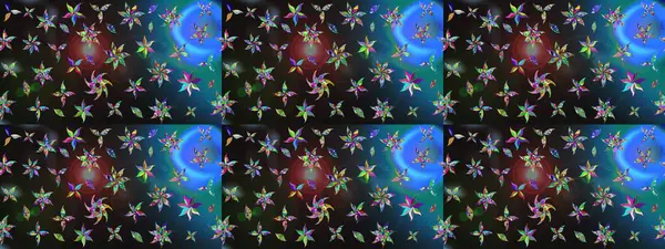 Gri renkli Asya tekstili. Suluboya çiçekli çiçek deseni. Raster illüstrasyonu.