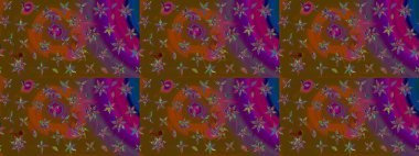 Güzel kumaş deseni. Düz Çiçek Elementleri Tasarımı. Renkli Yaz Temalı eskiz kalıbı. Raster illüstrasyonunda çiçek deseni çizimi.