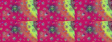 Motley illüstrasyonu. Küçük çiçekte güzel bir desen. Moda baskıları için zarif bir şablon. Küçük renkli çiçekler. Mor çiçekli bahar çiçekleri.