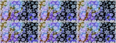 Raster illüstrasyonunda kusursuz çiçek deseni. Mor ve nötr renklerde çiçekler. Renkli Yaz Temalı Kusursuz Arkaplan. Düz Çiçek Elementleri Tasarımı.