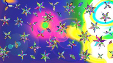 Üzerinde gelincikler ve vadi zambakları olan renkli çiçek desenli nakış deseni. Tekstil tasarımı için mavi renkli geleneksel halk çiçekleri buketi.