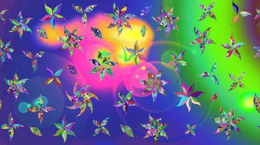 Çiçeksel elementlerle süslenmiş zarif raster dokusu. Küçük çiçekte hoş bir çiçek deseni var. Parlak çiçekli mavi renkler üzerine soyut çizim deseni.