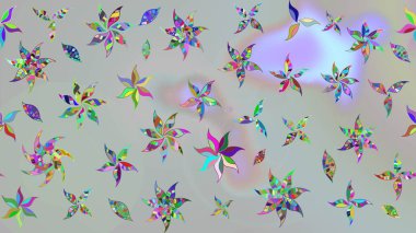 Renkli Bahar Teması eskiz kalıbı. Gri renkli çiçekler. Düz Çiçek Elementleri Tasarımı. Raster illüstrasyonu. Çiçekli çiçek deseni, suluboya..