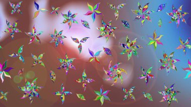 Kahverengi renkli çiçekler. Raster illüstrasyonu. Çizim çiçek deseni duvar kağıdı için kullanılabilir.